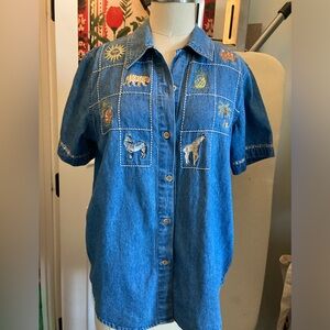 Lemongrass Vintage Embroidered Button Down